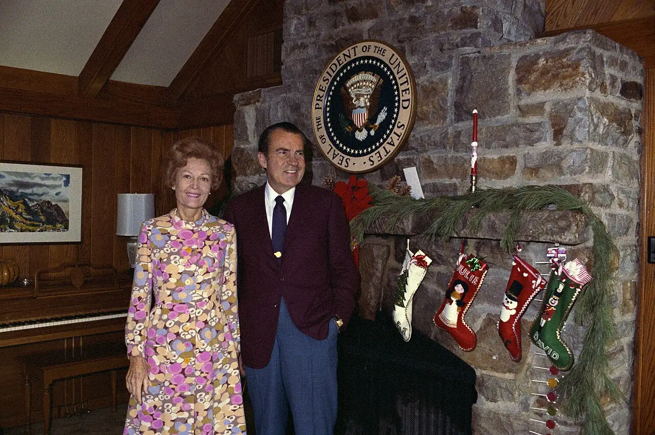 President Richard Nixon and First Lady Pat Nixon at Camp David in December 1971 — illustrative file photo; the decision to end dollar-gold convertibility was made at Camp David that August.