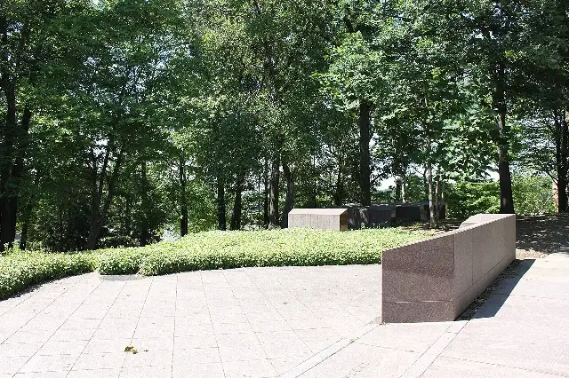 The May 4 Memorial at Kent State University (modern photo of the memorial, not from the 1970 shootings)