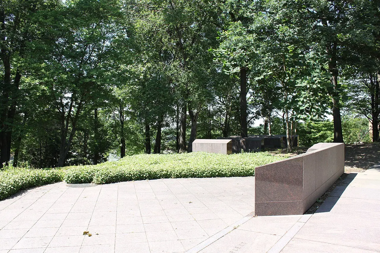 The May 4 Memorial at Kent State University (modern photo of the memorial, not from the 1970 shootings)