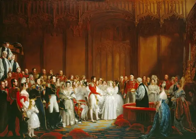 George Hayter's 1842 painting of Queen Victoria and Prince Albert's wedding ceremony at the Chapel Royal