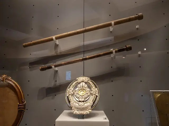 Two of Galileo's original telescopes on display at the Museo Galileo in Florence