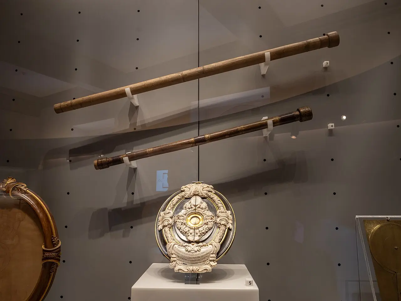 Two of Galileo's original telescopes on display at the Museo Galileo in Florence