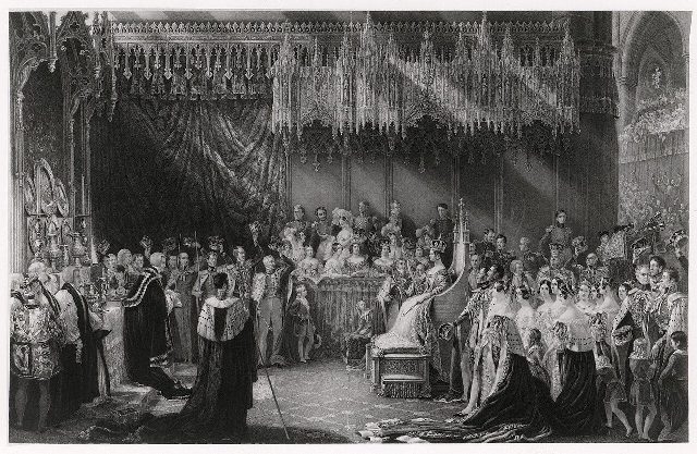 Sir George Hayter's painting of Queen Victoria's coronation in Westminster Abbey on 28 June 1838