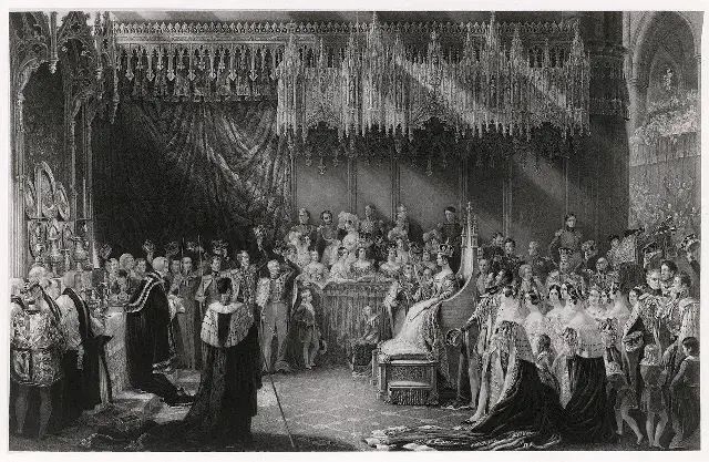 Sir George Hayter's painting of Queen Victoria's coronation in Westminster Abbey on 28 June 1838
