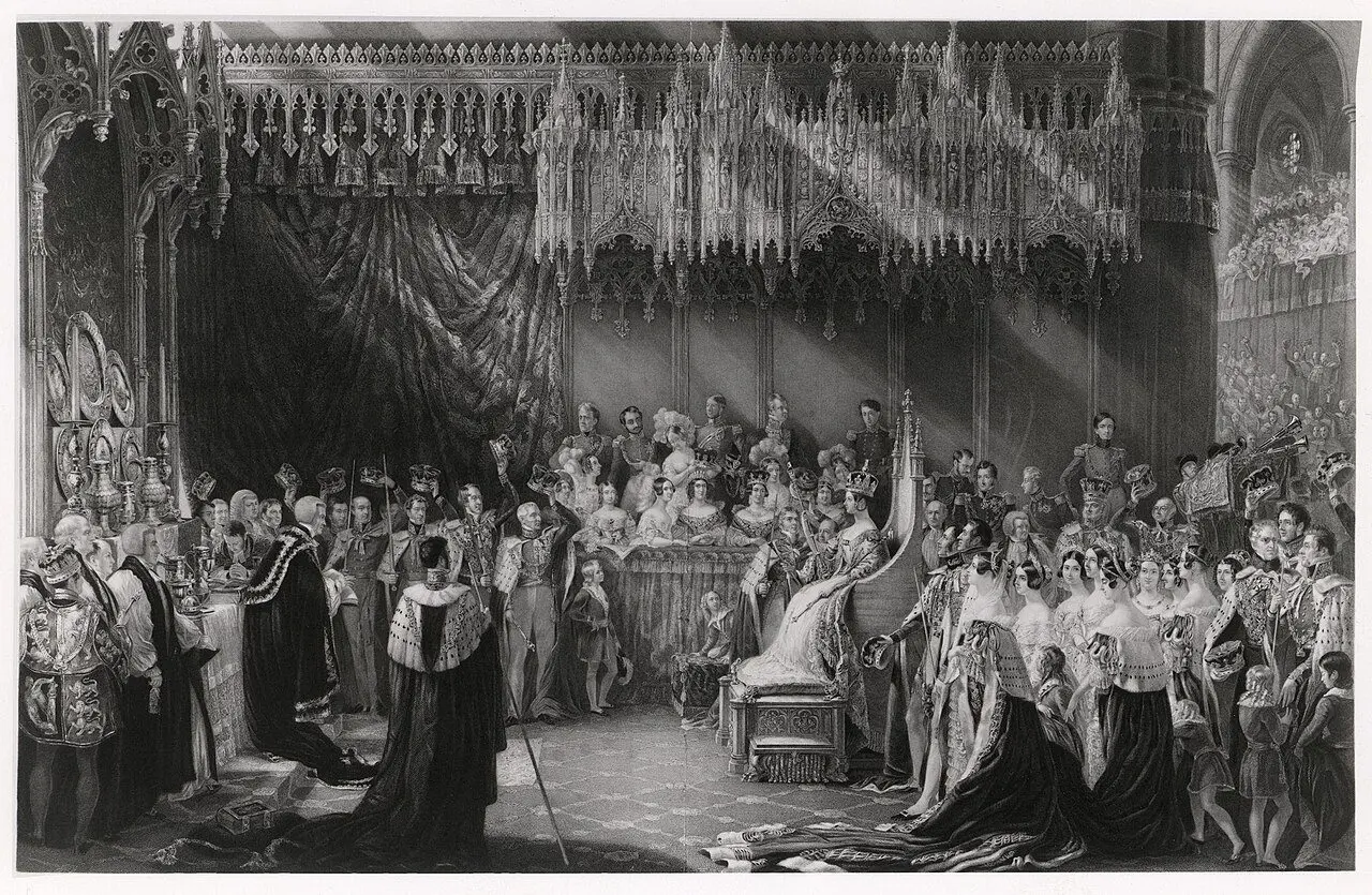 Sir George Hayter's painting of Queen Victoria's coronation in Westminster Abbey on 28 June 1838