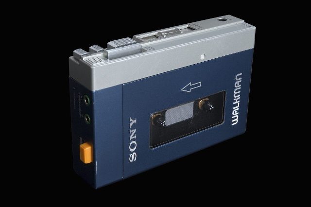 The original blue-and-silver Sony Walkman TPS-L2 cassette player from 1979
