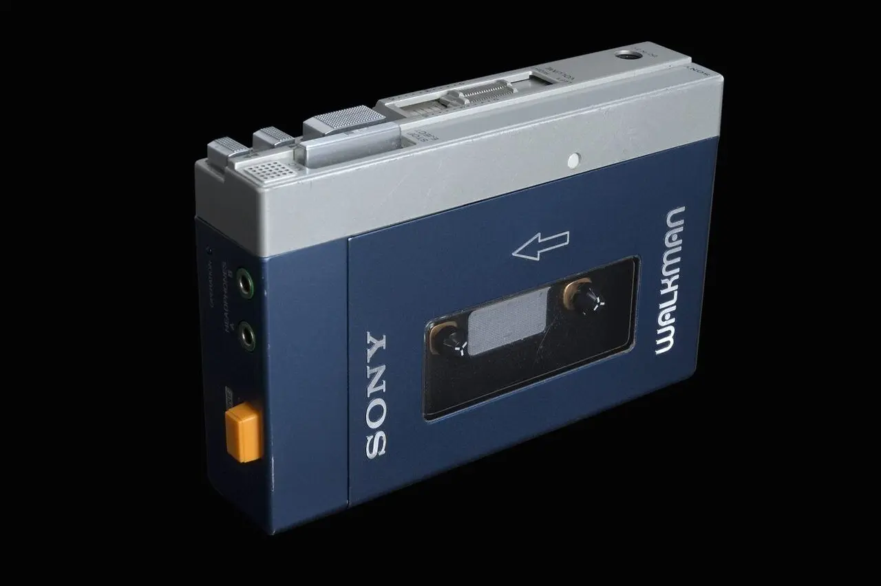 The original blue-and-silver Sony Walkman TPS-L2 cassette player from 1979