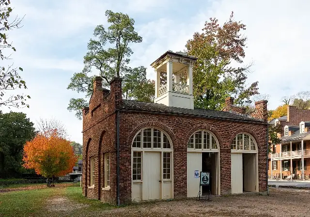 The small brick fire engine house at Harpers Ferry, West Virginia — known as John Brown's Fort — where Brown and his men made their last stand in October 1859.