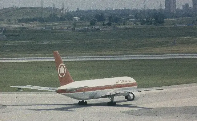 Air Canada Boeing 767 C-GAUN, the Gimli Glider, on the tarmac in Toronto in 1984.