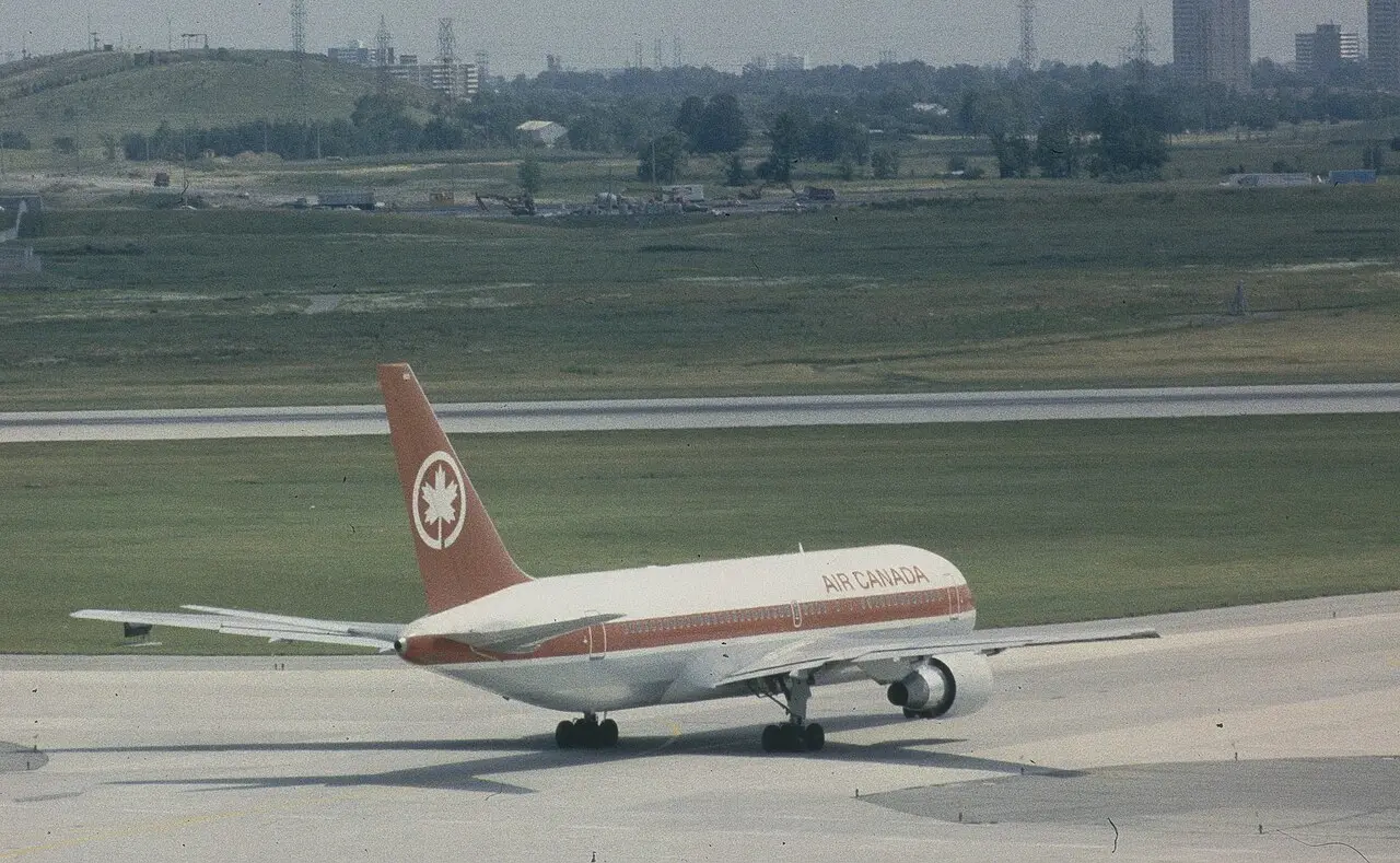 Air Canada Boeing 767 C-GAUN, the Gimli Glider, on the tarmac in Toronto in 1984.