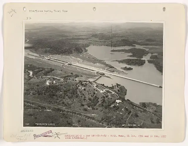 Aerial view of the Miraflores Locks of the Panama Canal