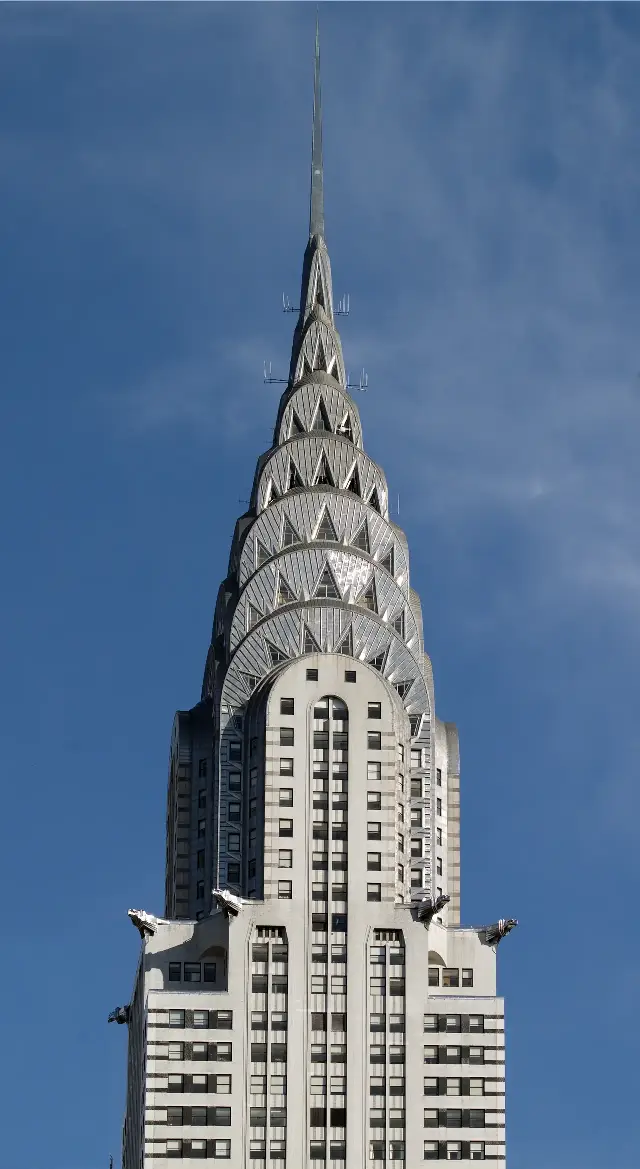 The Art Deco crown and spire of the Chrysler Building.