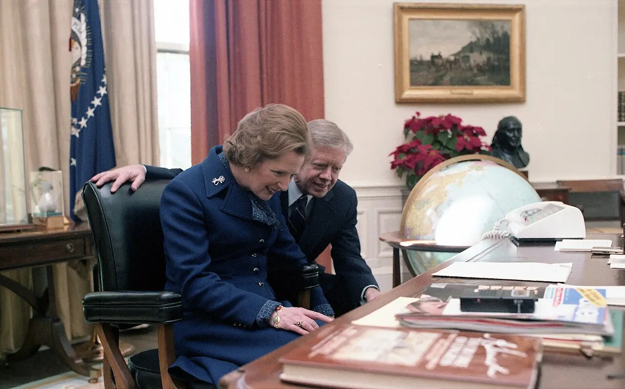Margaret Thatcher with U.S. President Jimmy Carter in the Oval Office in 1979