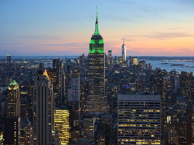 The Empire State Building photographed from Top of the Rock (modern photo, not from the 1931 opening)