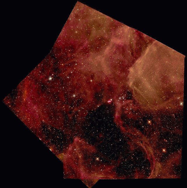 Hubble Space Telescope image of supernova SN 1987A glowing in the Large Magellanic Cloud