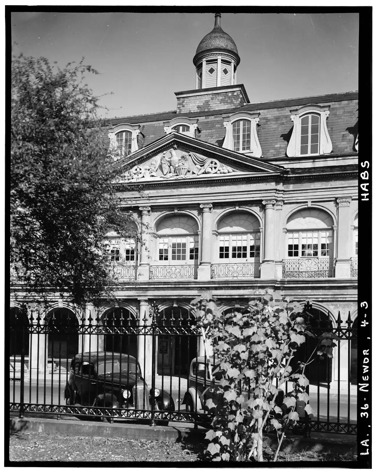 The facade of the Cabildo in New Orleans, seen from Jackson Square, where the Louisiana Purchase transfer ceremony took place