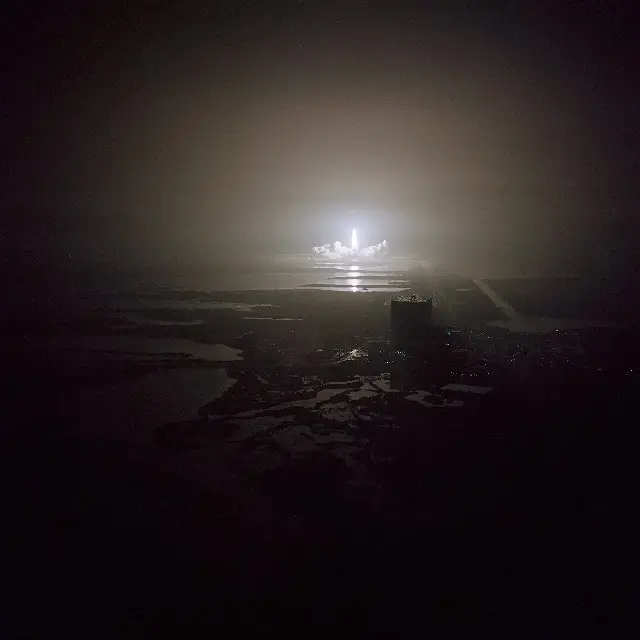 Space Shuttle Challenger's STS-8 mission lifts off on the first night launch of the shuttle program, August 30, 1983, carrying Guion Bluford, the first African American in space.