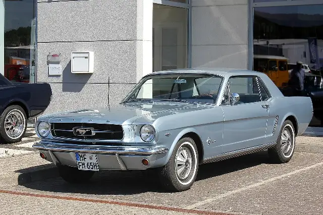A surviving first-generation Ford Mustang (1965 model), illustrative of the '1964 1/2' Mustang unveiled on April 17, 1964 — not the World's Fair car.