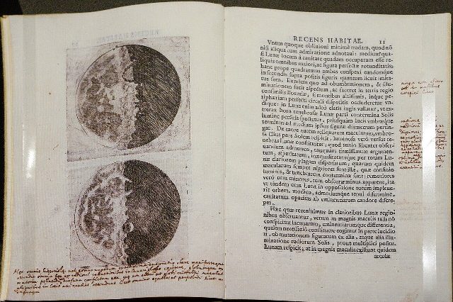 A facsimile of Galileo's Sidereus Nuncius showing his engravings of the Moon.