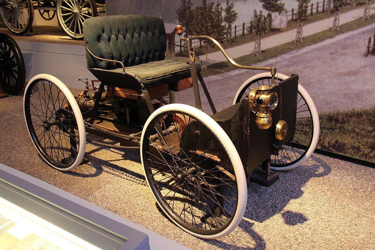 The 1896 Ford Quadricycle Runabout, Henry Ford's first automobile (via Wikimedia Commons)