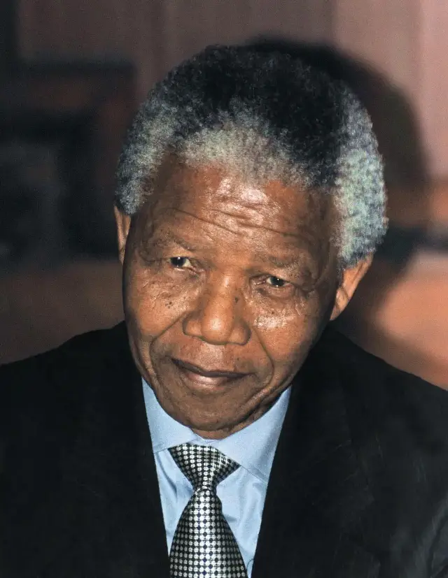 Illustrative portrait: Nelson Mandela photographed in Washington, D.C., on October 4, 1994, during his first trip to the United States — not taken on election day.