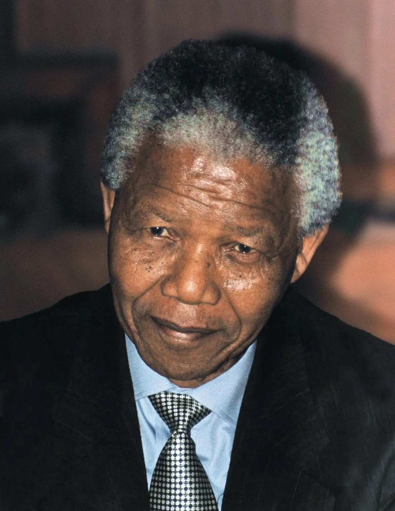 Illustrative portrait: Nelson Mandela photographed in Washington, D.C., on October 4, 1994, during his first trip to the United States — not taken on election day.