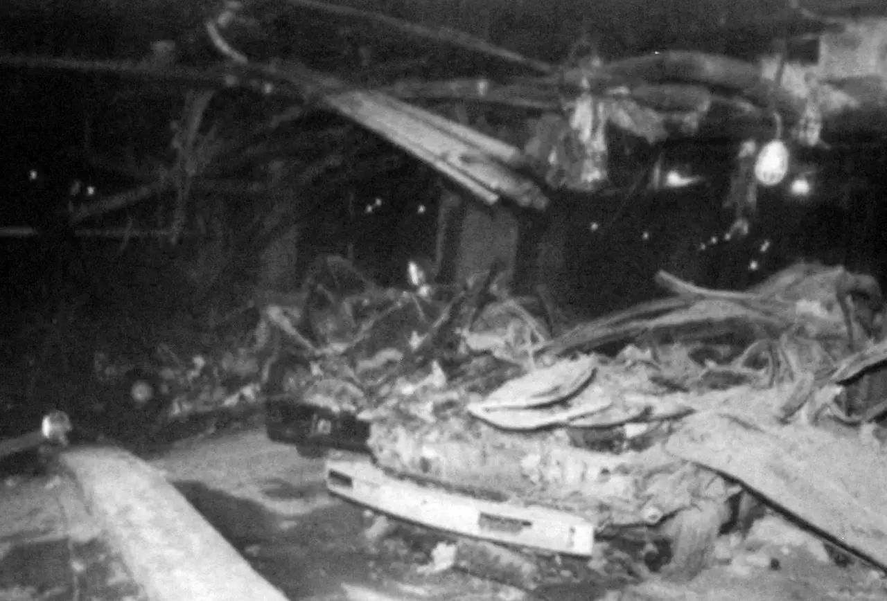 Blast damage inside the World Trade Center parking garage after the February 1993 bombing