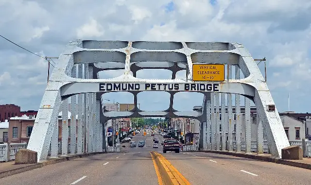 The Edmund Pettus Bridge in Selma, Alabama, where voting-rights marchers were attacked on March 7, 1965.