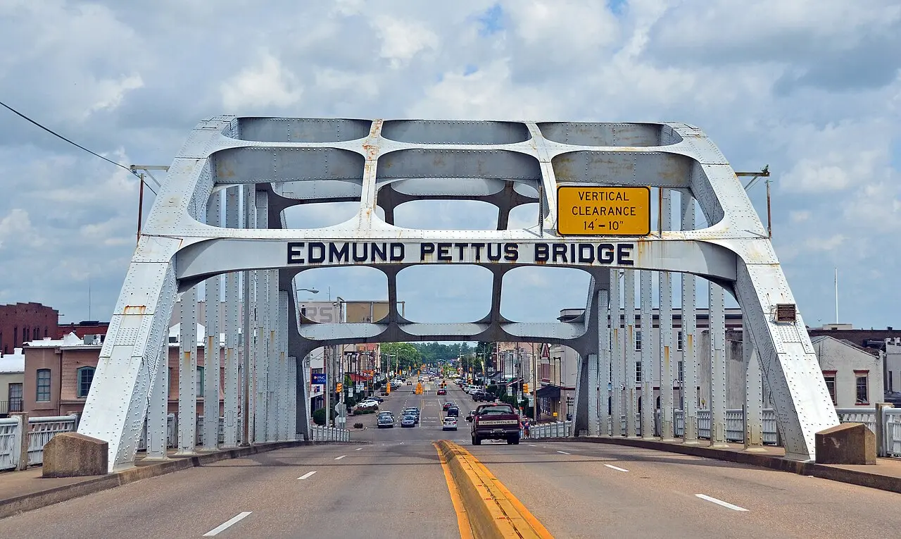 The Edmund Pettus Bridge in Selma, Alabama, where voting-rights marchers were attacked on March 7, 1965.