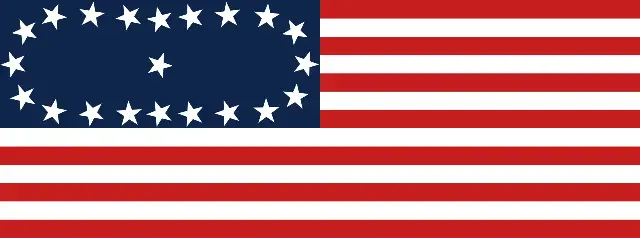 The twenty-star American flag that flew under the Flag Act of 1818.