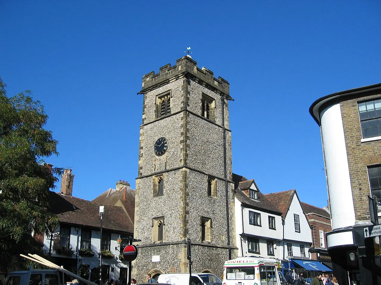 The medieval Clock Tower in St Albans, Hertfordshire, which stood through the First Battle of St Albans in 1455.