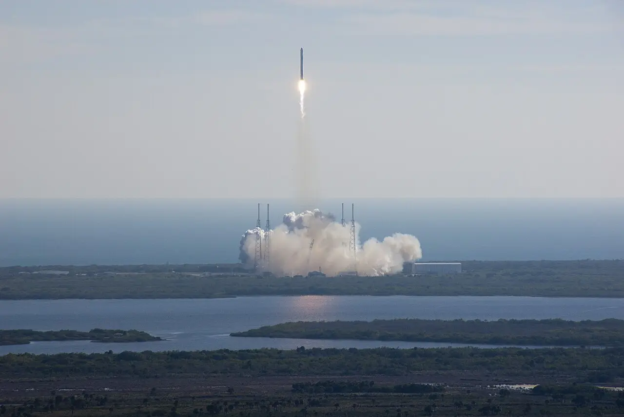 SpaceX's Falcon 9 rocket lifting off with the Dragon capsule on its COTS Demo Flight 1, December 8, 2010
