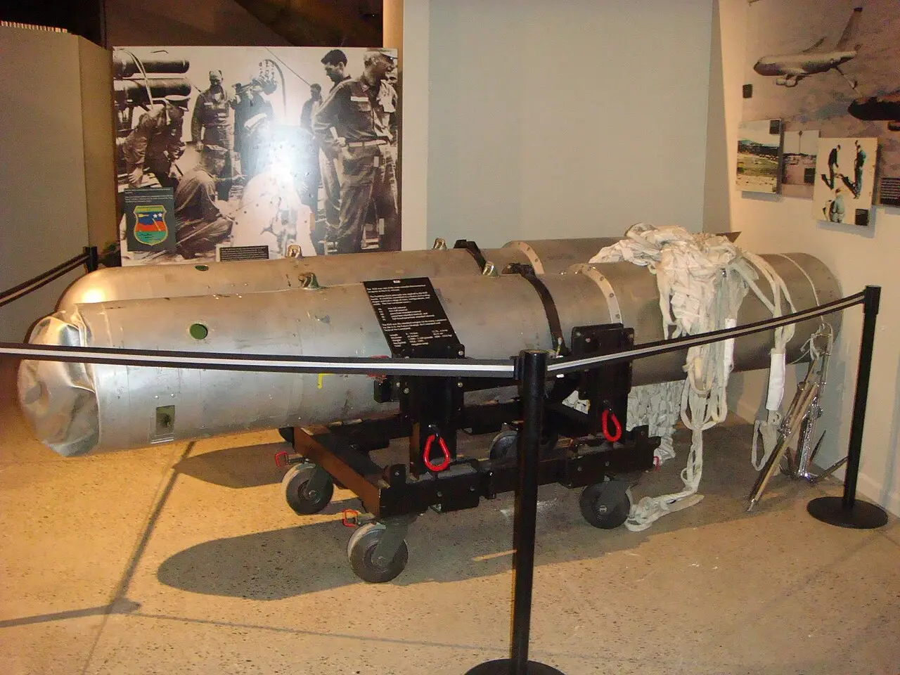 Two of the MK-28 bomb casings recovered from the 1966 Palomares incident, on display at the National Museum of Nuclear Science & History.