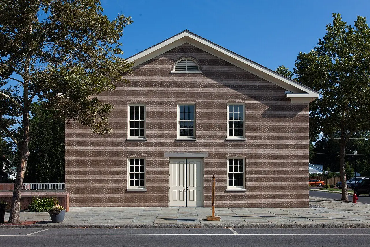 The brick Wesleyan Chapel in Seneca Falls, New York, where the first women's rights convention was held in 1848.