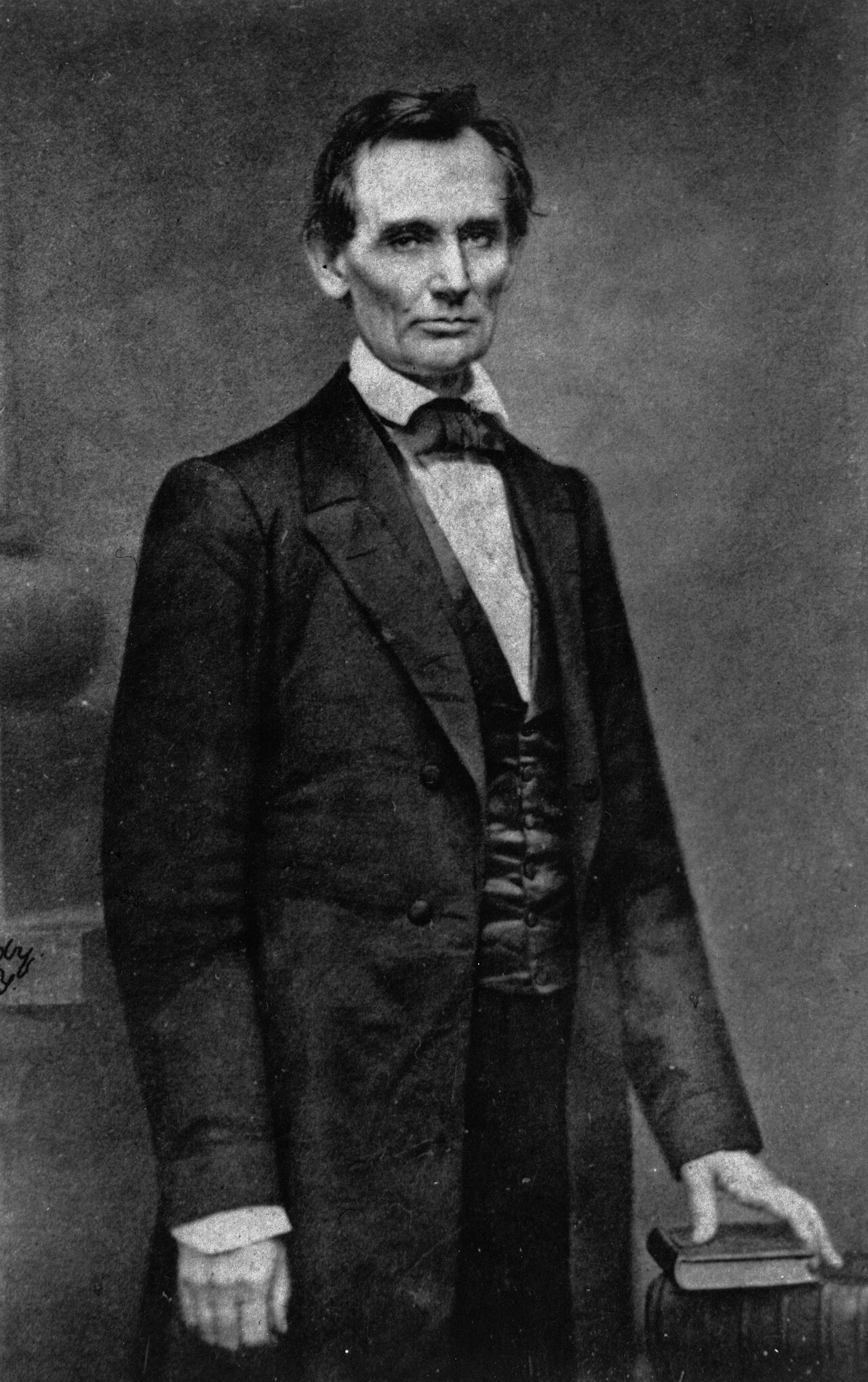 Mathew Brady's 1860 campaign portrait of Abraham Lincoln, the challenger who faced Senator Stephen Douglas at Ottawa.