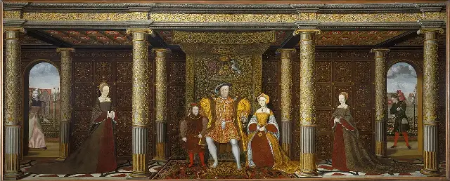 The Family of Henry VIII, a painting from about 1545 showing the enthroned king with the young Prince Edward beside him