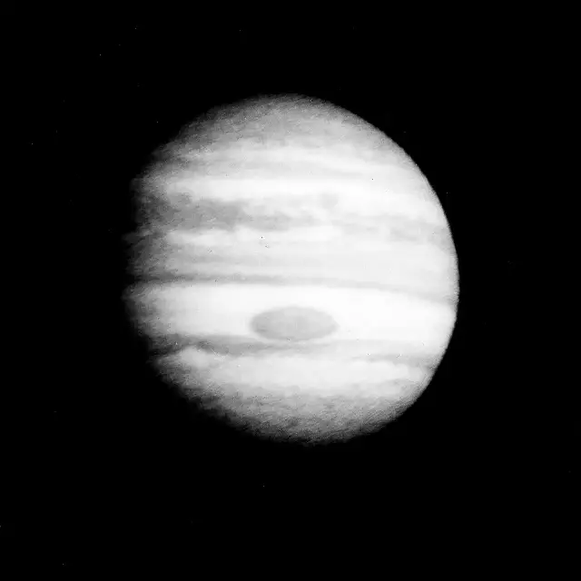 A Pioneer 10 image of Jupiter showing its cloud bands and the Great Red Spot