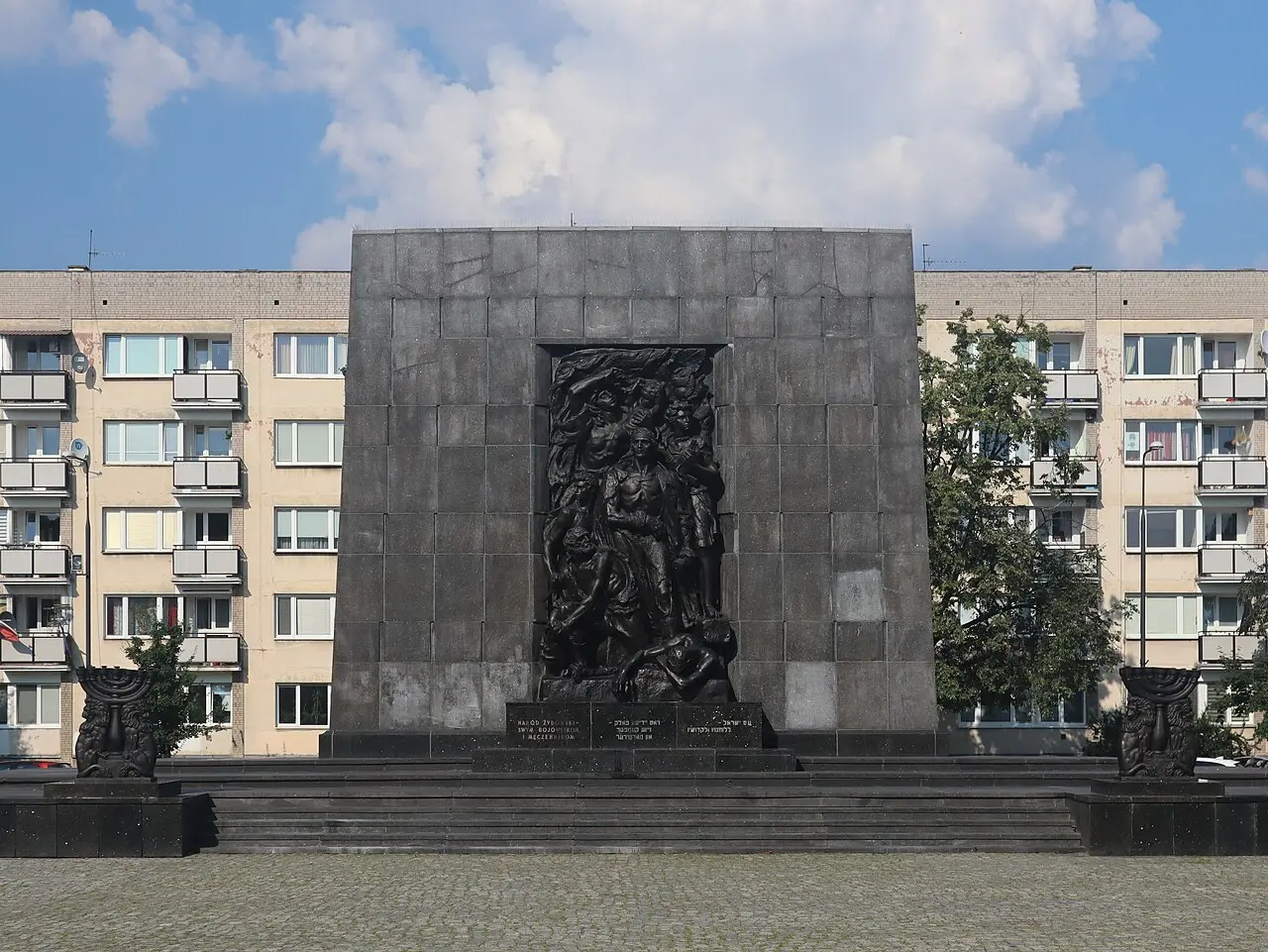 The Monument to the Ghetto Heroes in Warsaw, the bronze-and-granite memorial by Nathan Rapaport at the site of the 1943 uprising.