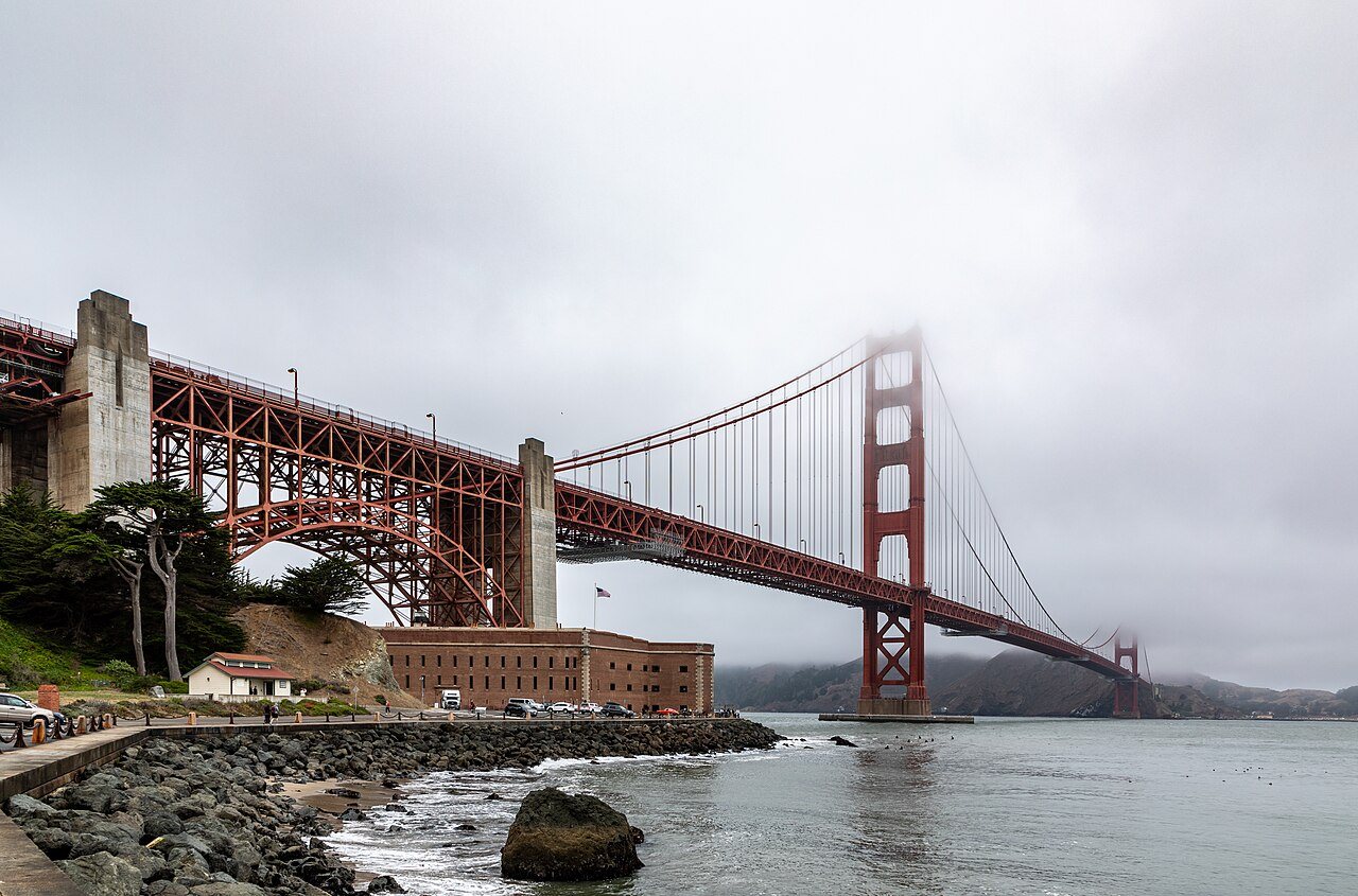 The Golden Gate Bridge photographed in 2022, decades after its 1937 opening (modern photo, illustrative).