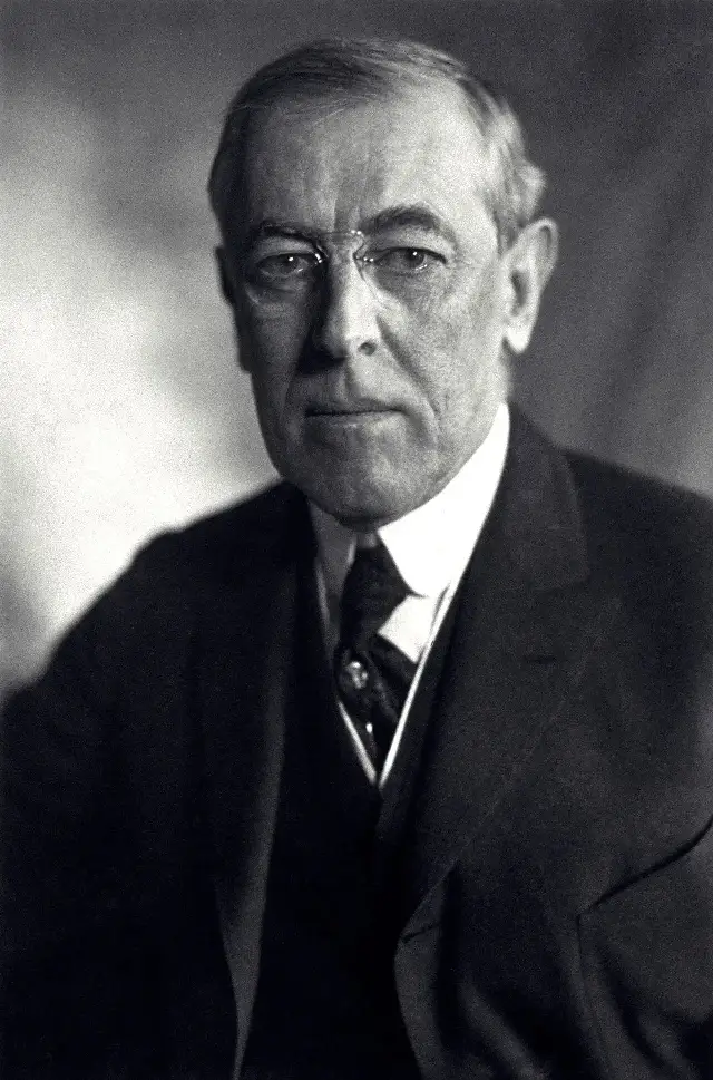 Black-and-white 1919 portrait photograph of President Woodrow Wilson
