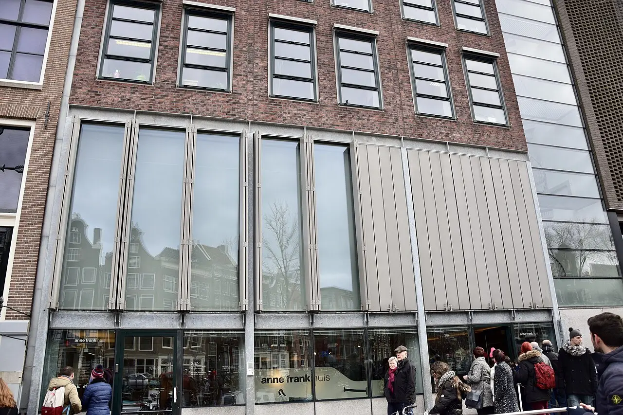 The Anne Frank House (Anne Frank Huis) at Prinsengracht 263 in Amsterdam, where the secret annex was hidden.