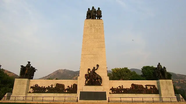 The This Is the Place Monument in Salt Lake City, honoring the 1847 Mormon pioneers.
