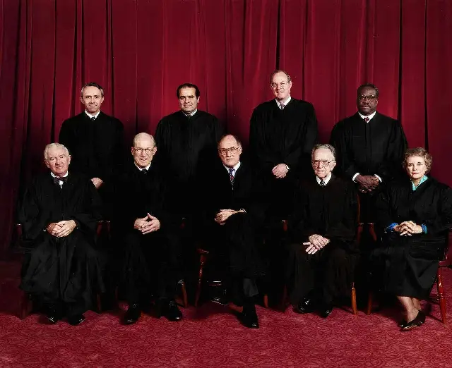 The U.S. Supreme Court in the 1991-1993 term, with Justice Sandra Day O'Connor seated at front right