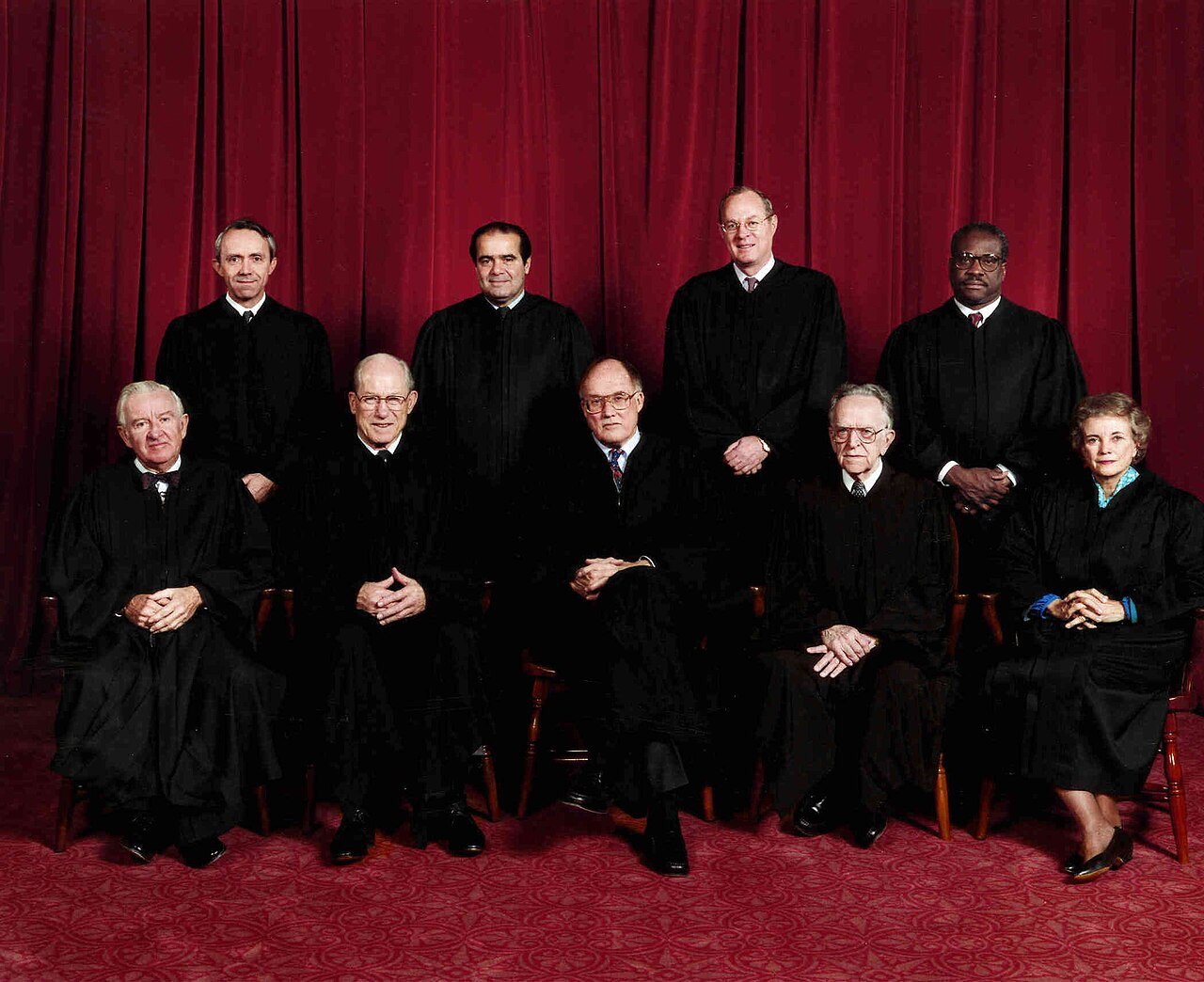 The U.S. Supreme Court in the 1991-1993 term, with Justice Sandra Day O'Connor seated at front right