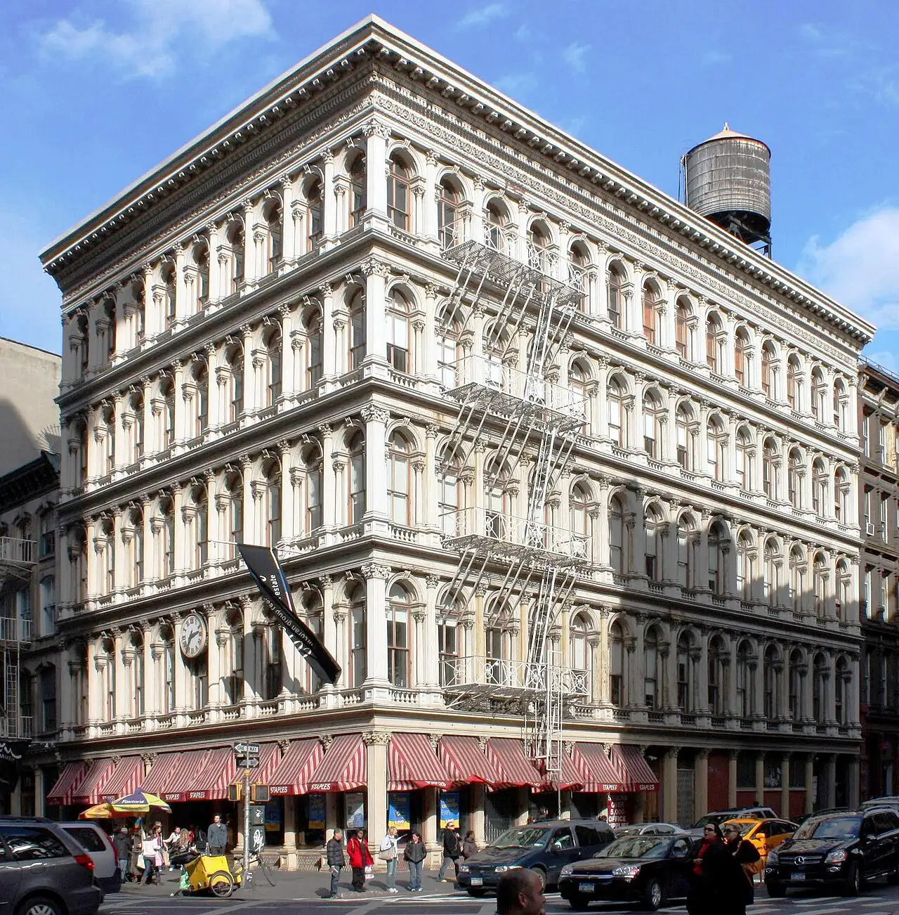 The cast-iron E. V. Haughwout Building at Broadway and Broome Street in New York, where the first passenger elevator was installed.