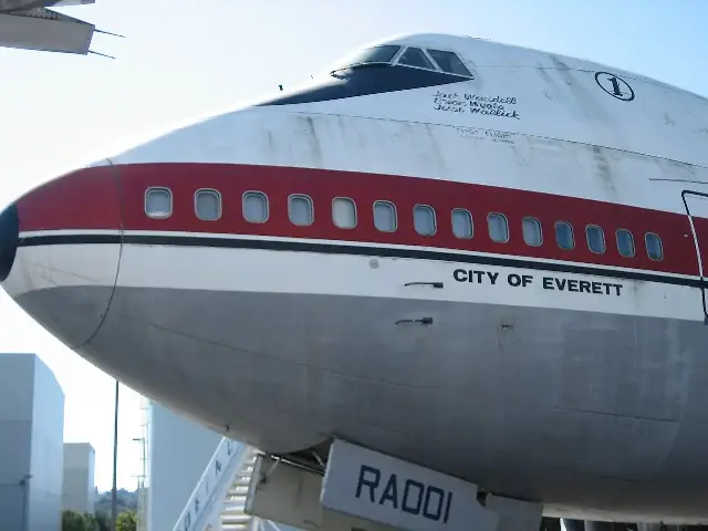 Nose of the Boeing 747 prototype City of Everett, RA001, at the Museum of Flight