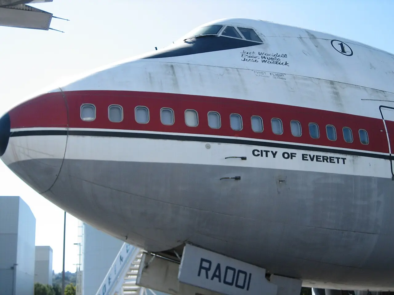 Nose of the Boeing 747 prototype City of Everett, RA001, at the Museum of Flight