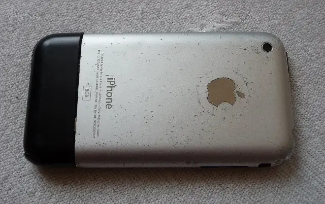 A first-generation iPhone, photographed years after its 2007 release
