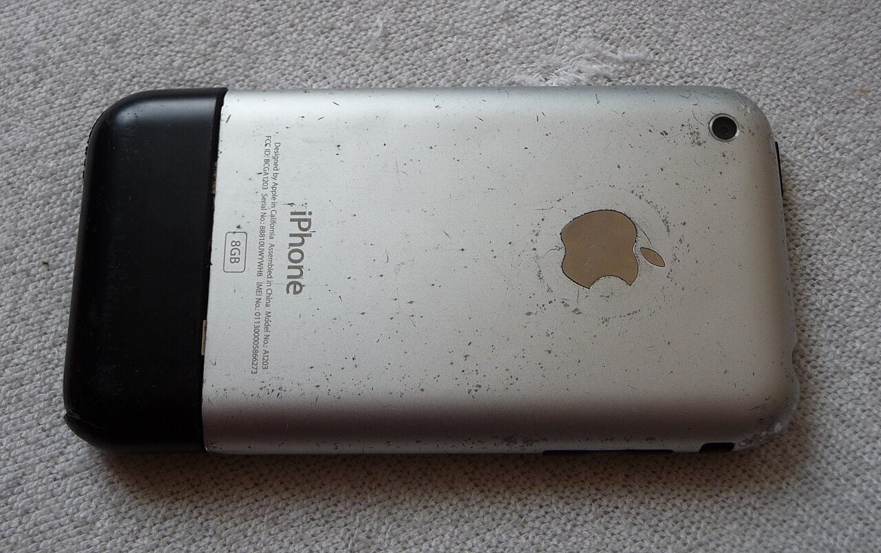A first-generation iPhone, photographed years after its 2007 release