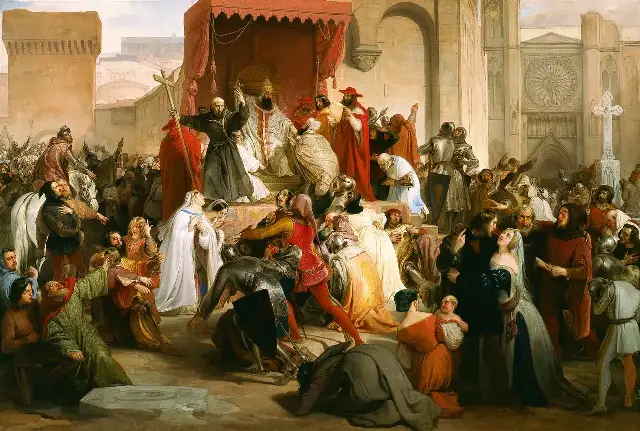 Francesco Hayez's 1835 painting of Pope Urban II preaching the First Crusade in the square at Clermont (illustrative).